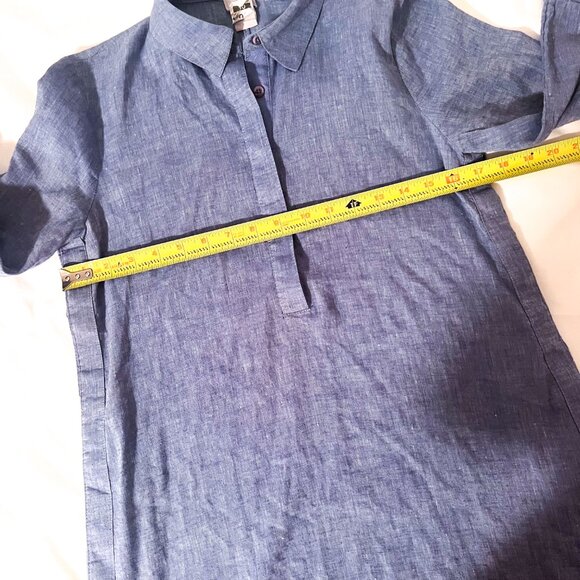 Chicos chambray denim Linen Blend Button Seam Maxi Dress size 2 - Picture 6 of 11